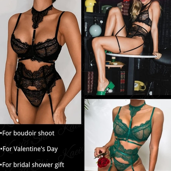 Kaei&Shi Exotic Choker, High Waisted Belt, G String, 5 Piece Strappy Garter - Picture 4 of 7